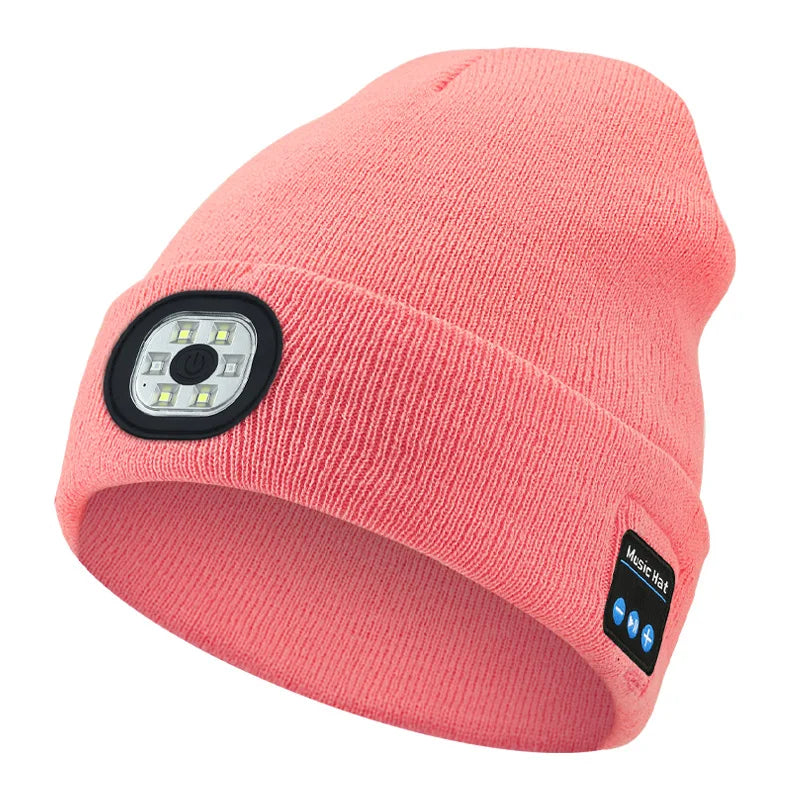 3-in-1 Function Bluetooth Beanie, Bluetooth Beanie with Light, Unisex 6 LED USB Rechargeable with Cordless Headphones  beanie