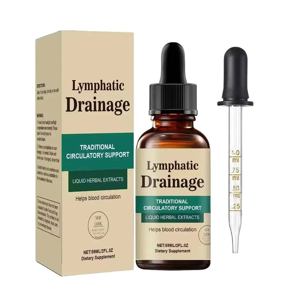 Lymphatic Drainage Drops 59ml, Natural Herbal Liquid Supplement for Circulatory Support, Easy-to-Use for Men & Women
