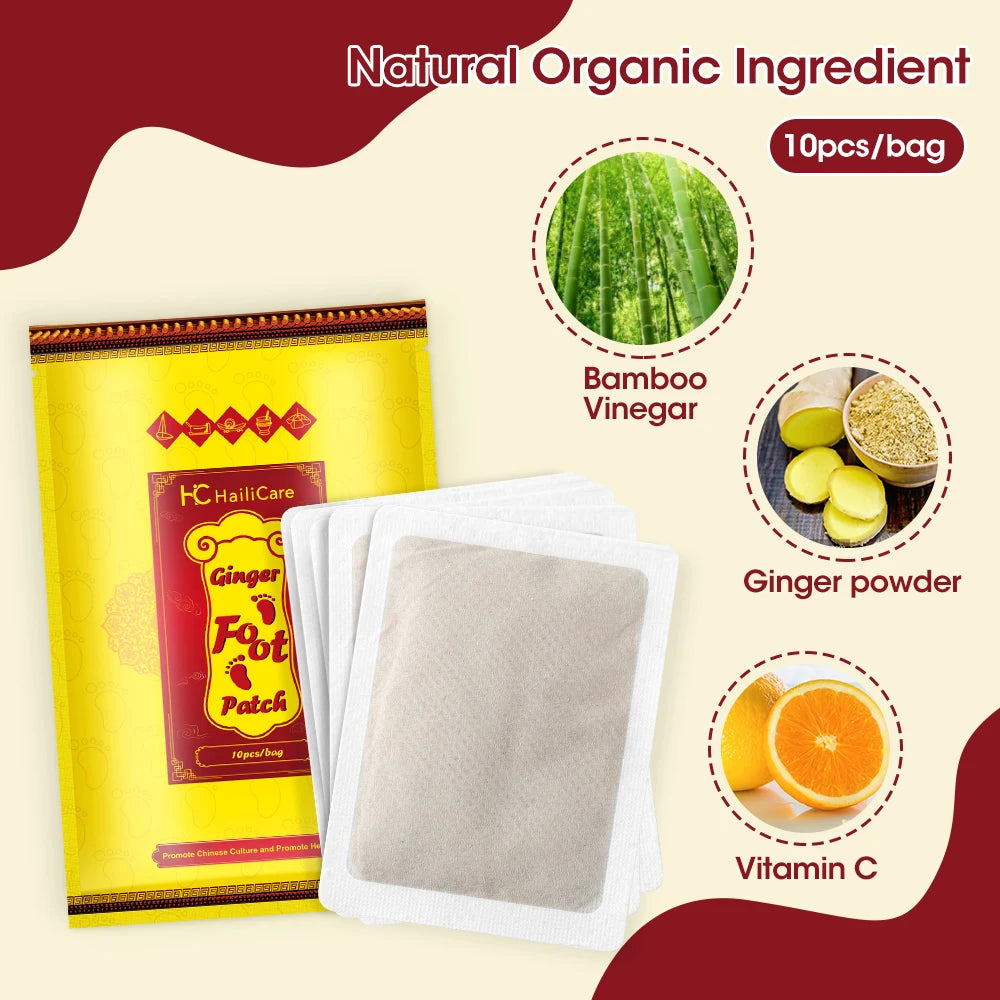 10/50/100Pcs Natural Ginger Foot Patch Herbal Detox Foot Sticker Weight Loss Relieve Stress Relaxation Deep Cleansing Help Sleep