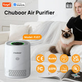 PJ07 Pro Tuya Smart Air Purifier, App Control & Timer,24dB 3-Speed H13 HEPA+Carbon,15㎡for Office/Study/Baby Room, Alexa/Google