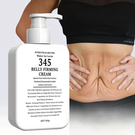 345 Belly Firming Cream Opuntia Stem Extract. Niacinamide Panthenol. Targets Crepey Skin. Tightens Firms. All Skin Types. 150g.
