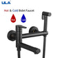ULA Black Bidet faucet Portable Bidet Sprayer Brass Bathroom Toilet Faucet Hot Cold Water Bidet Mixer Bathroom Shower Head