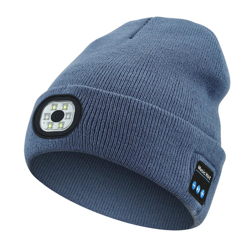3-in-1 Function Bluetooth Beanie, Bluetooth Beanie with Light, Unisex 6 LED USB Rechargeable with Cordless Headphones  beanie