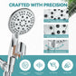 Professional High Pressure Handheld Shower Head with 6 Spray Settings, 4.3" High Flow Rain Showerhead Set, Includes 59" Stainless Steel Hose and Adjustable Bracket for Bathroom, Gym, and Hotel Use