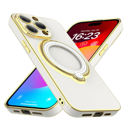 Case with Built-In Lens Protector for Iphone 15 Pro Max/15 Pro/15 Plus/15 Magnetic Plating Cover, White