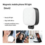 Mobile Phone Magnetic Selfie Fill Light with Foldable Makeup Mirror and LED Pocket Holder