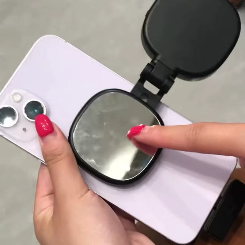 Mobile Phone Magnetic Selfie Fill Light with Foldable Makeup Mirror and LED Pocket Holder