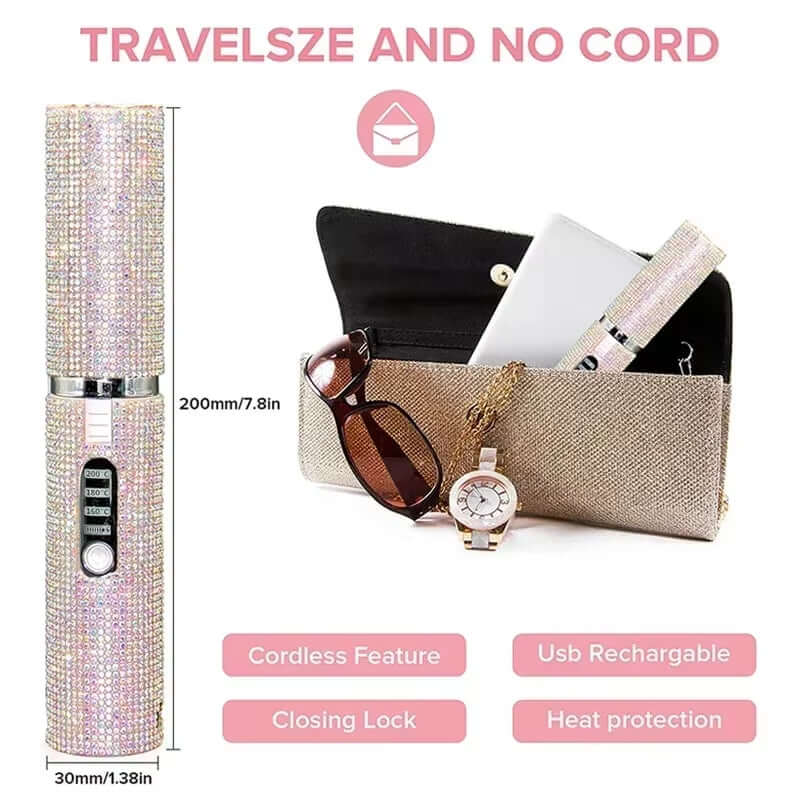 Transform Your Hair with the 2-in-1 Electric USB Hair Straightener and Curler – Fashionable Diamond Design for Effortless Styling on the Go!