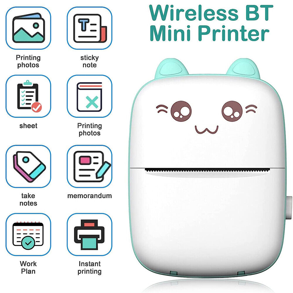 Compact Wireless Mini Thermal Printer - Perfect for On-the-Go Photo Printing with 6 Rolls Included