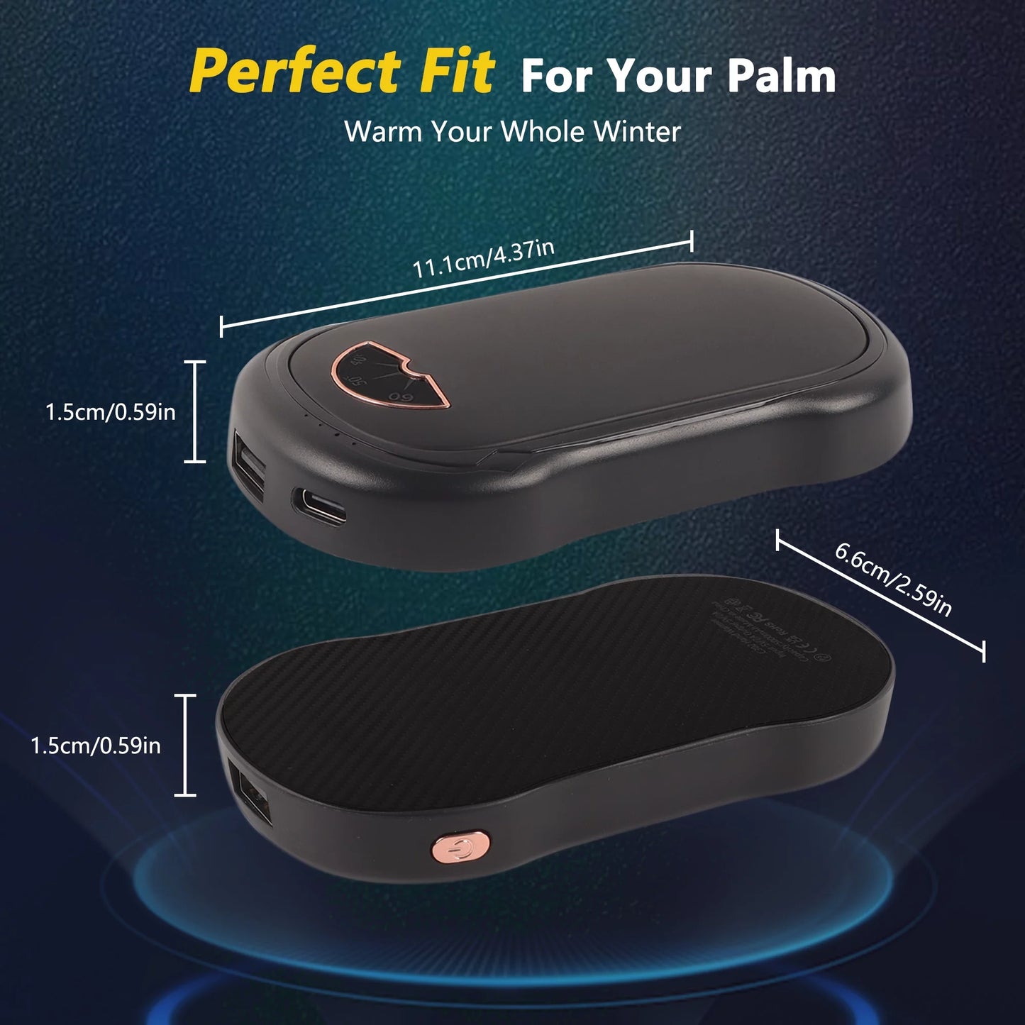 Rechargeable Hand Warmers (2-Pack) - 10,000 mAh Portable Electric USB Hand Warmers for Camping, Fishing, Skiing, and Hiking