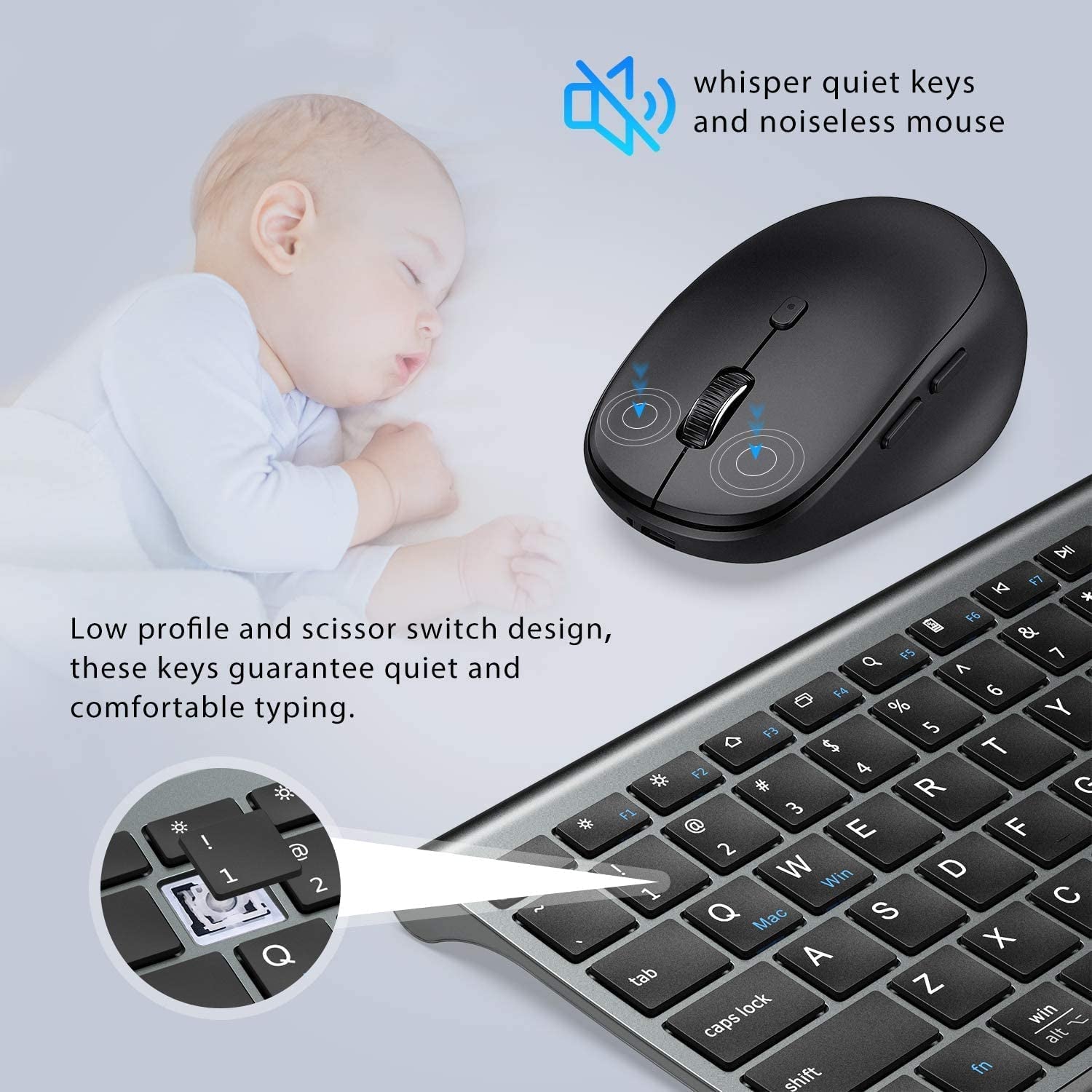 DK03 Rechargeable Dual-Mode Bluetooth Keyboard and Mouse Combo - Ultra-Slim Multi-Device Wireless Solution for Mac, iPad, Apple, Android, and Windows (Bluetooth 4.2 + 2.4G)
