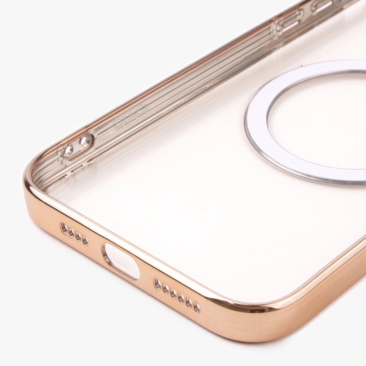 Magsafe Compatible Clear Case for Iphone 13 Pro Max, Slim Plating Transparent PC Cover Magnetic Rugged Case, Gold