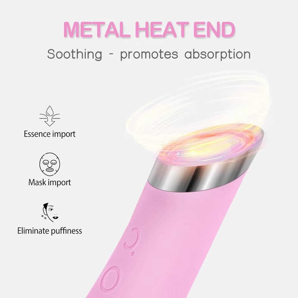 Rechargeable Silicone Facial Cleansing Brush with Heat Massage - Waterproof Face Scrubber for Men and Women in Pink