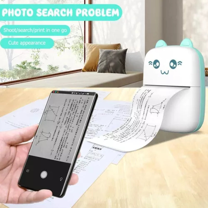 Compact Wireless Mini Thermal Printer - Perfect for On-the-Go Photo Printing with 6 Rolls Included