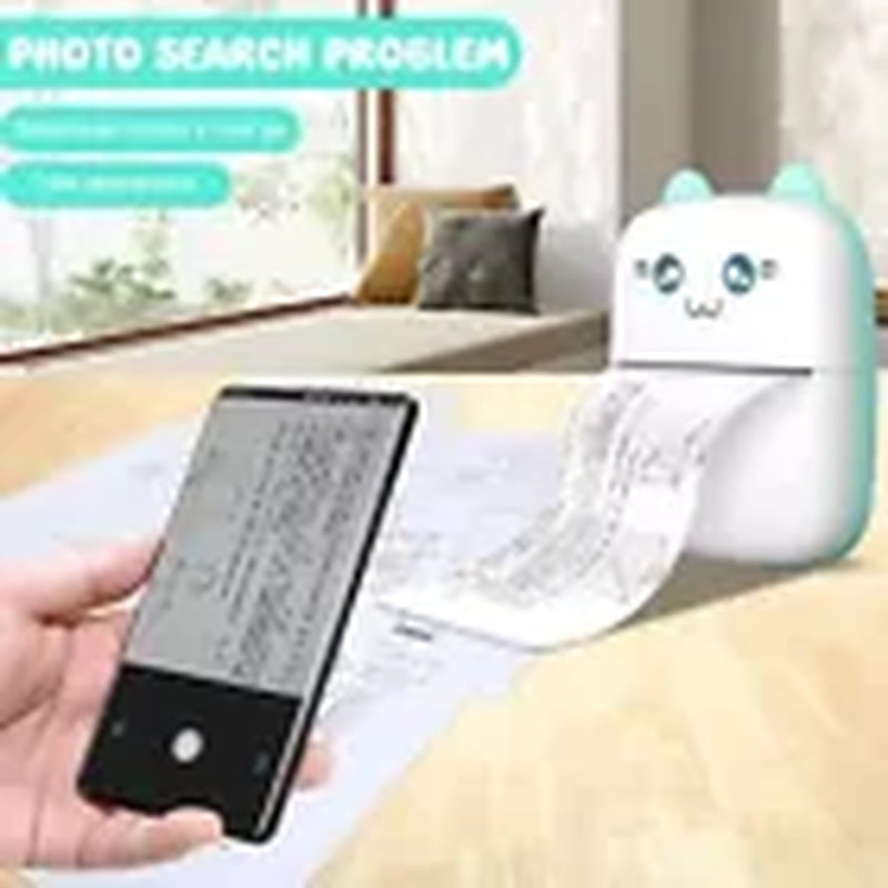 Compact Wireless Mini Thermal Printer - Perfect for On-the-Go Photo Printing with 6 Rolls Included