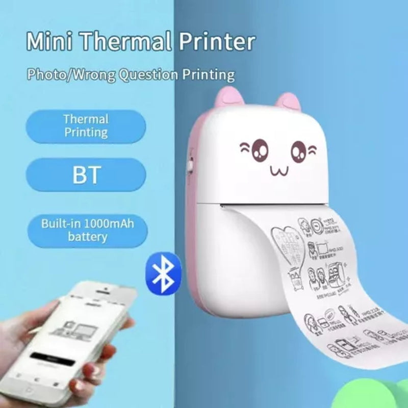 Compact Wireless Mini Thermal Printer - Perfect for On-the-Go Photo Printing with 6 Rolls Included