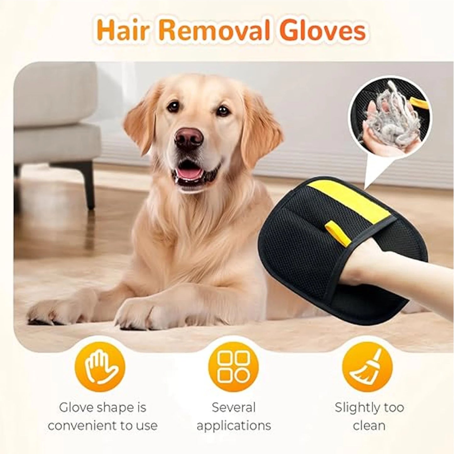 Transform Your Home with 2Pcs Electrostatic Pet Hair Removal Gloves - Reusable and Washable Grooming Solution for Dogs and Cats!