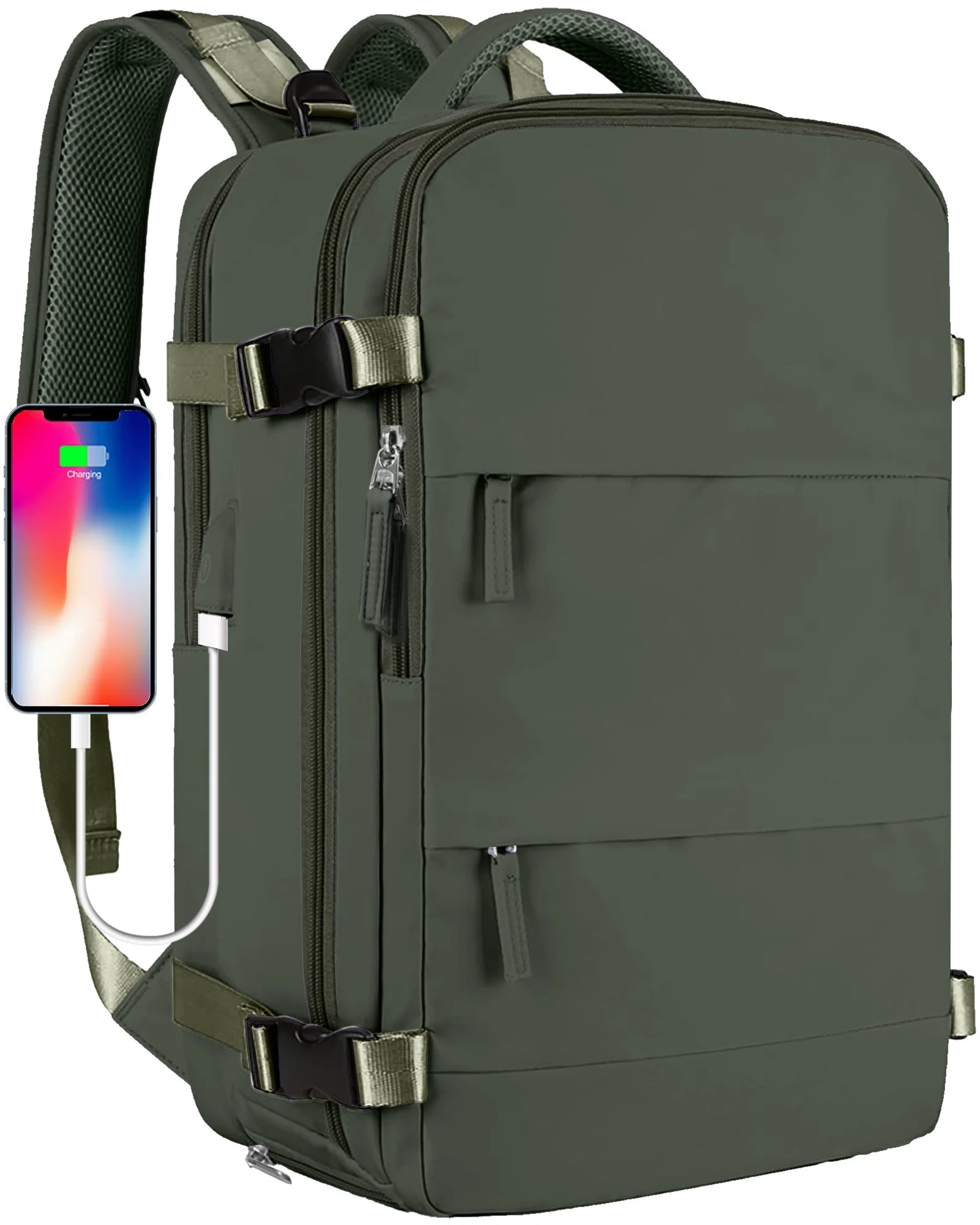 Large Travel Backpack for Women Men Laptop Bag Airline Approved Carry on Backpacks Waterproof anti Theft Gym Bags Hiking Flight Approved Luggage Casual Daypack, Large, Army Green