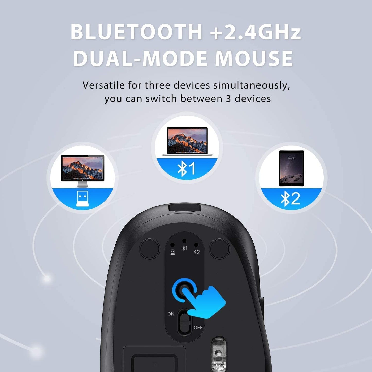 DK03 Rechargeable Dual-Mode Bluetooth Keyboard and Mouse Combo - Ultra-Slim Multi-Device Wireless Solution for Mac, iPad, Apple, Android, and Windows (Bluetooth 4.2 + 2.4G)