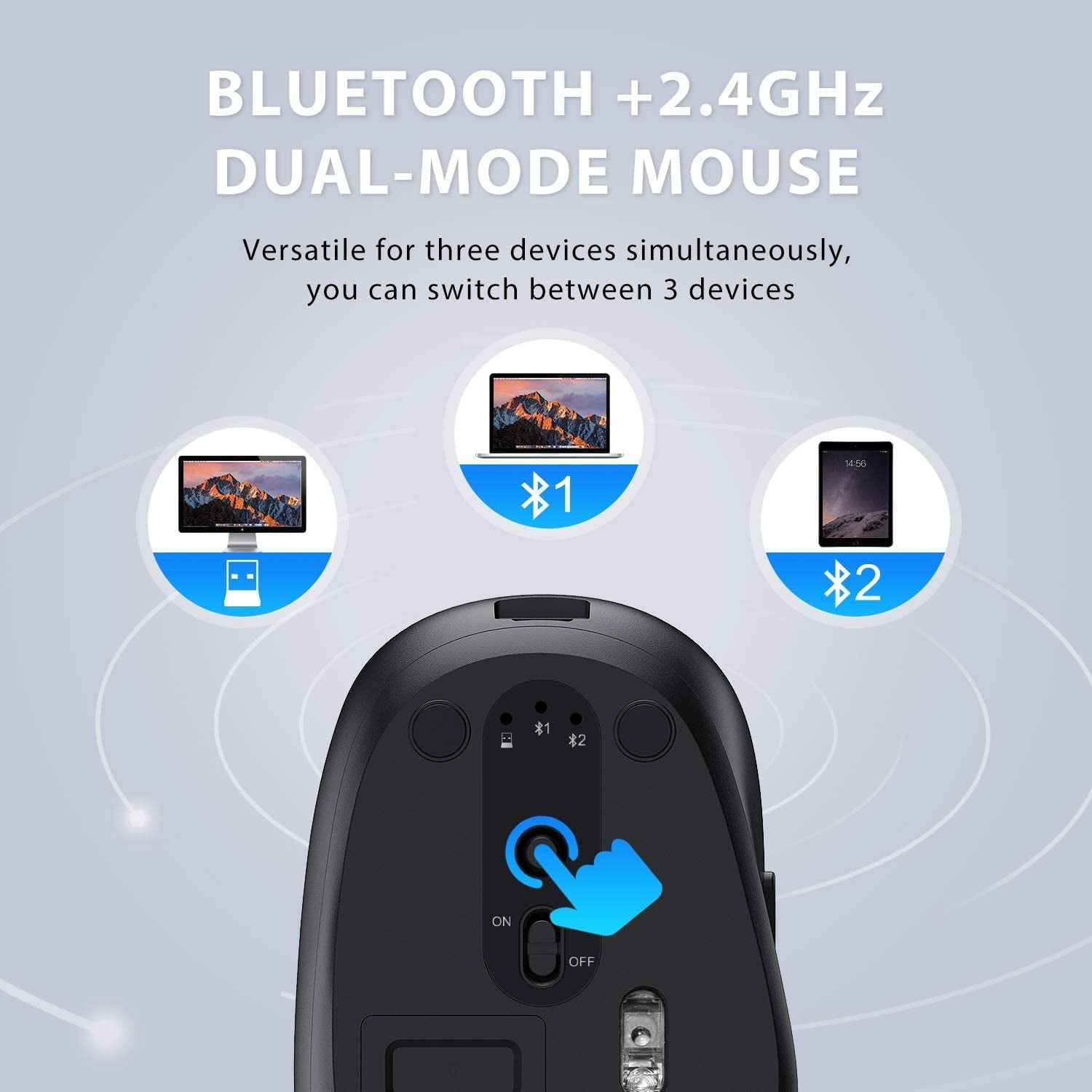 DK03 Rechargeable Dual-Mode Bluetooth Keyboard and Mouse Combo - Ultra-Slim Multi-Device Wireless Solution for Mac, iPad, Apple, Android, and Windows (Bluetooth 4.2 + 2.4G)