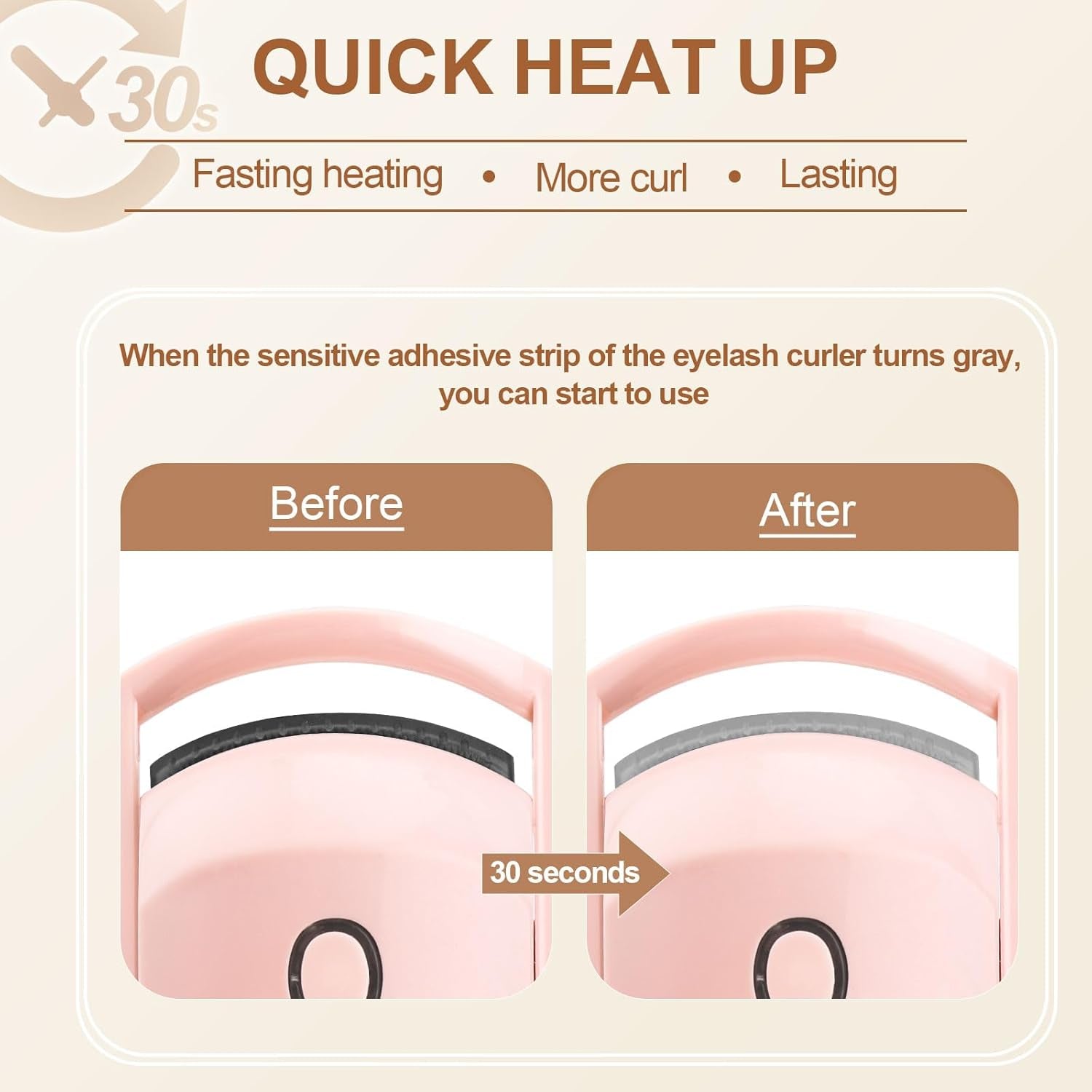 Heated Eyelash Curlers with Separator Tool and Brush - Dual Mode Quick Heating for Beautiful, Long-Lasting Lashes (White)