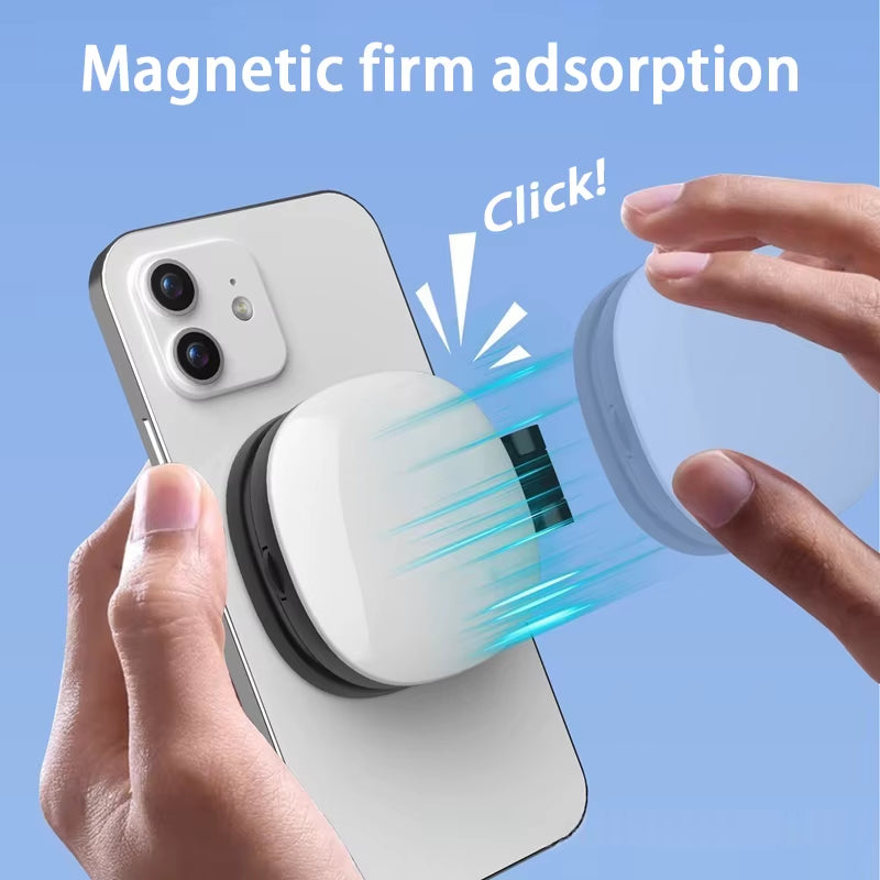 Mobile Phone Magnetic Selfie Fill Light with Foldable Makeup Mirror and LED Pocket Holder